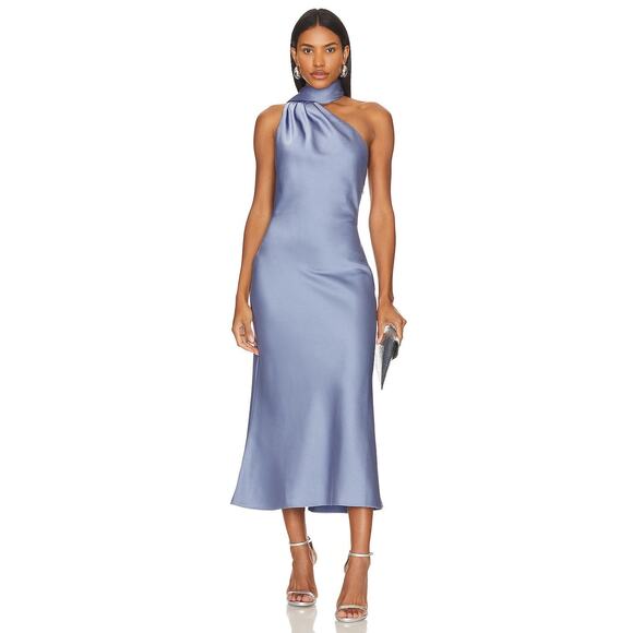 Misha Vivica Satin Midi Dress - XS - Florentine Blue
